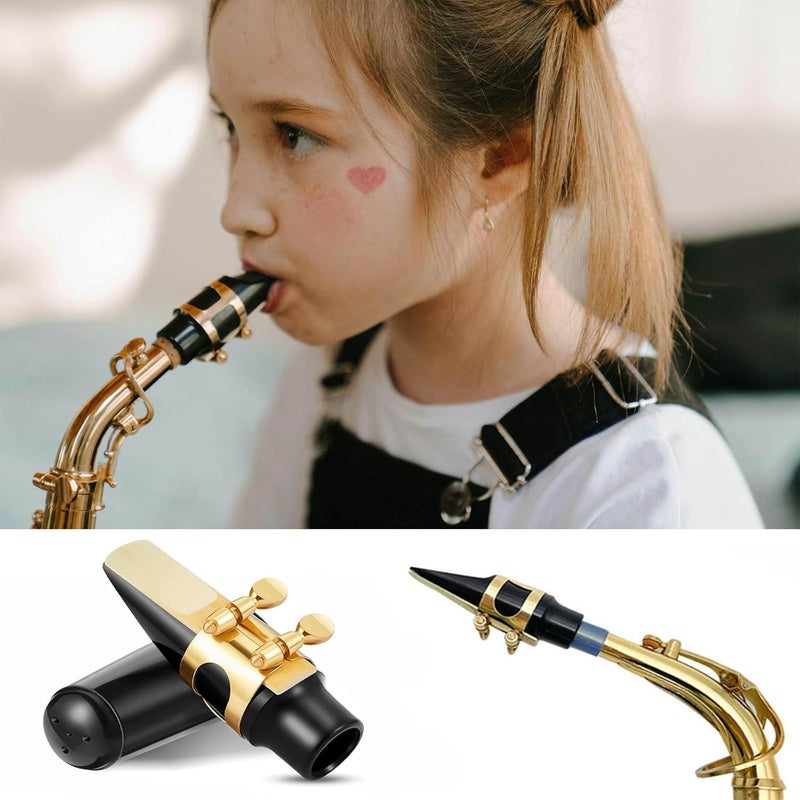 REMAGIC Alto Saxophone Mouthpiece Kit, Sax Mouthpiece Kit with Cap & Metal Ligature & 10 Reeds & 24 Cushions Pads, Strength Saxophone Reeds 2.5 Reeds for Alto Use Replacement - Image 2